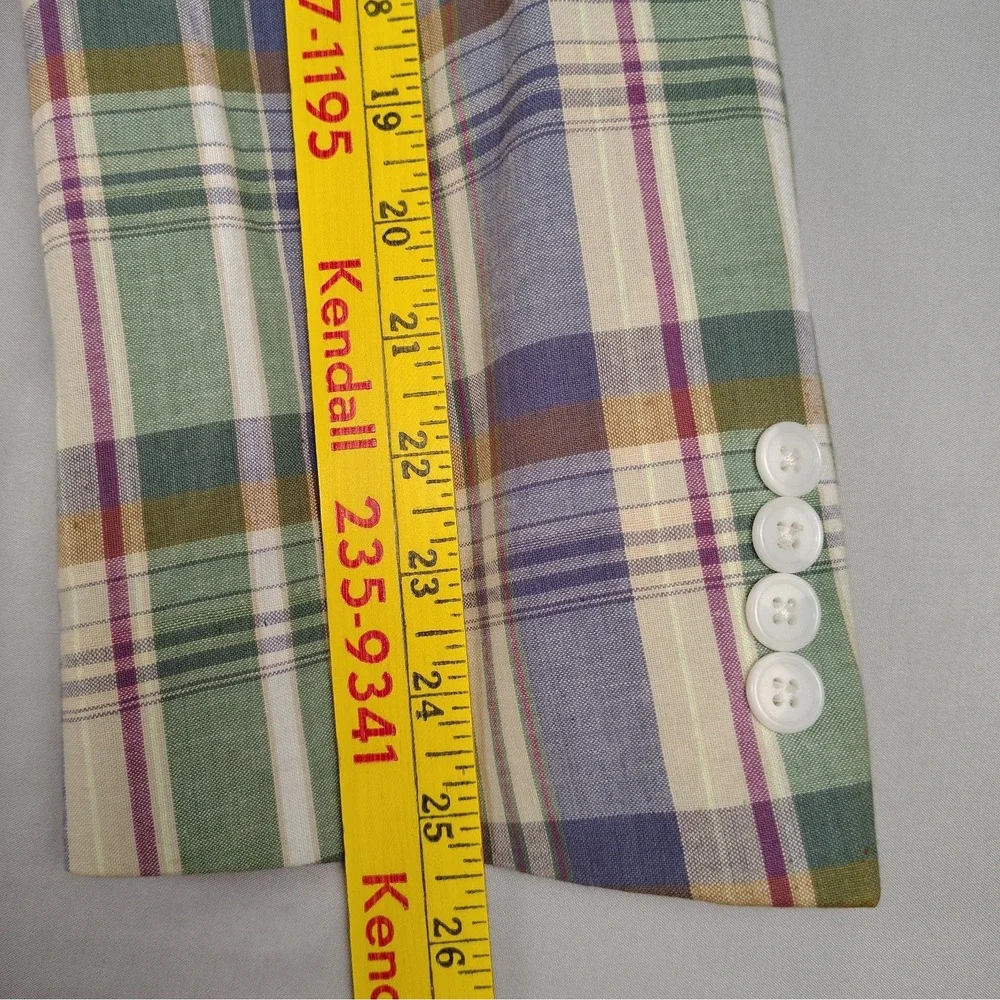 Jos A Bank Sport Coat Mens 46R 100% Cotton Madras Plaid Blazer Multicolor